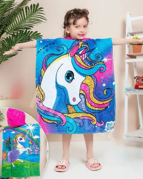Unicorn Hooded Towel Poncho