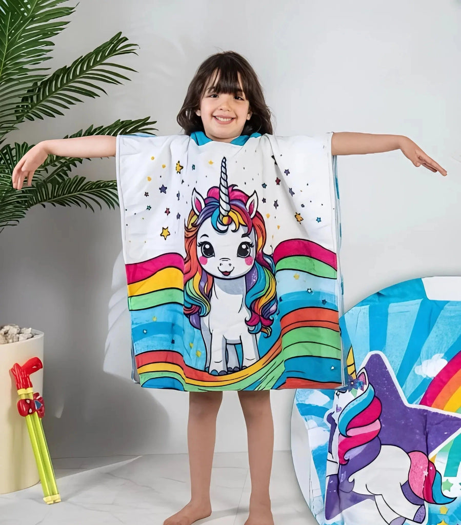 Unicorn Kids Hooded Towel Poncho