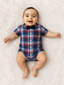 Plaid Baby Romper with Bow Tie