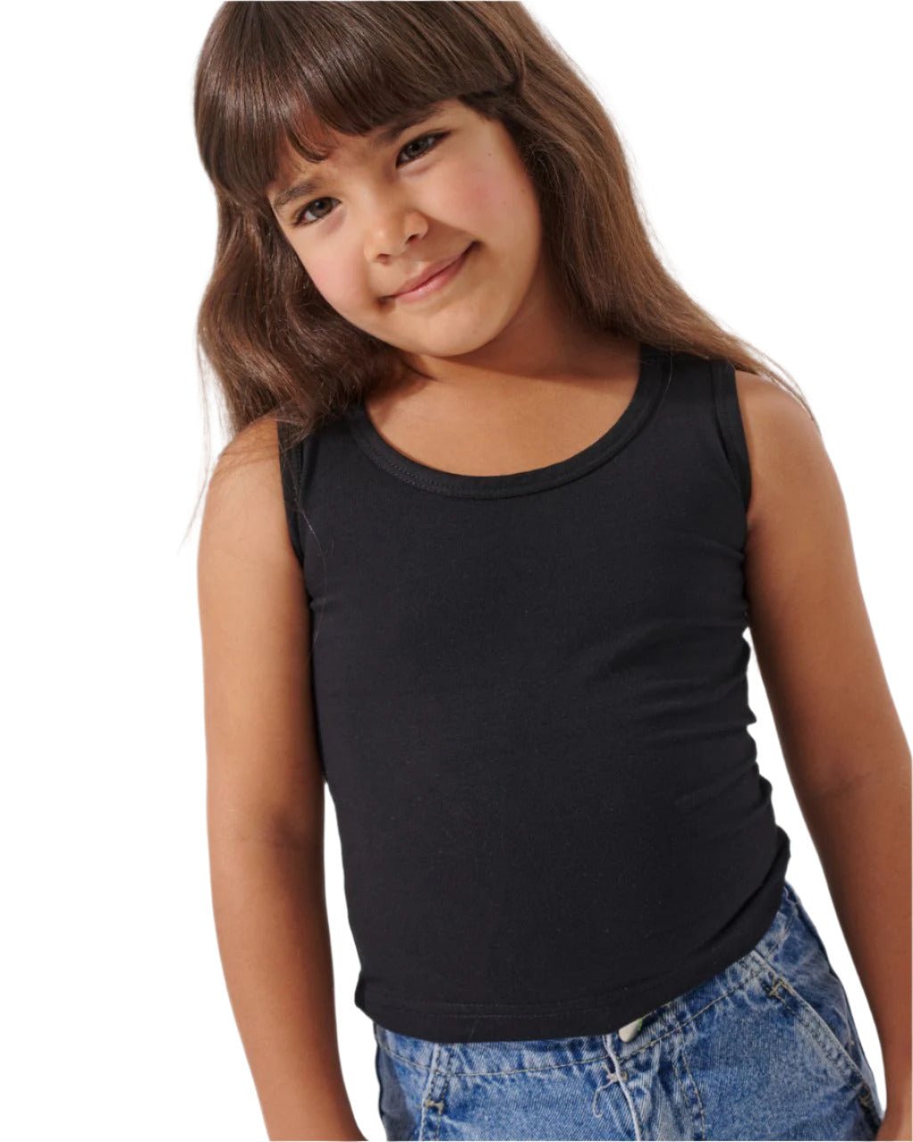 Basic Black Cotton Tank Top - Bubbles Kids WearAll Main image
