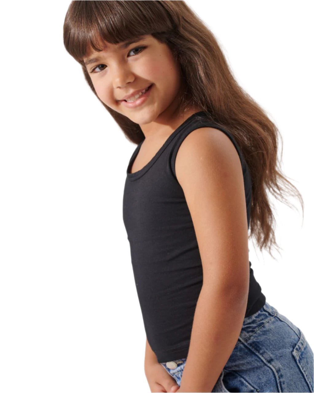 Basic Black Cotton Tank Top Secondary image