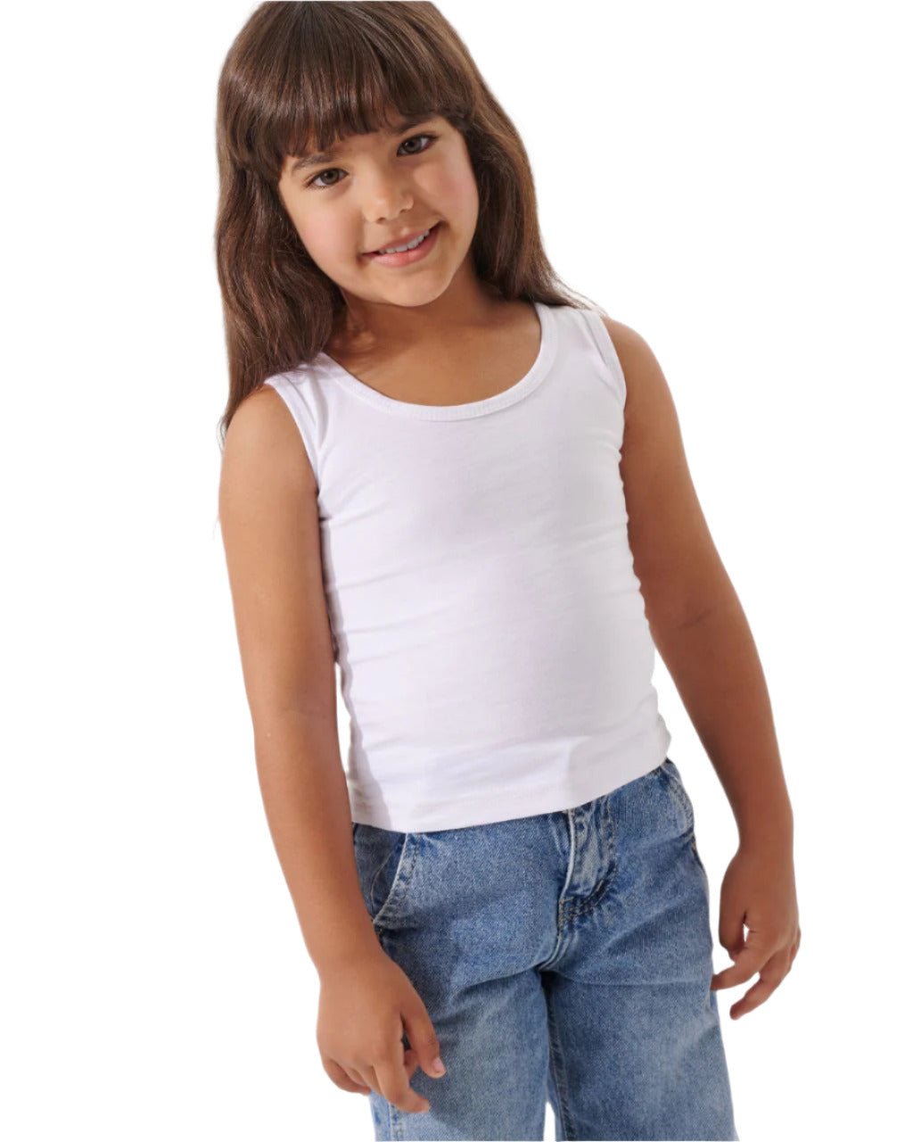 Basic white Cotton Tank Top - Bubbles Kids WearAll Main image