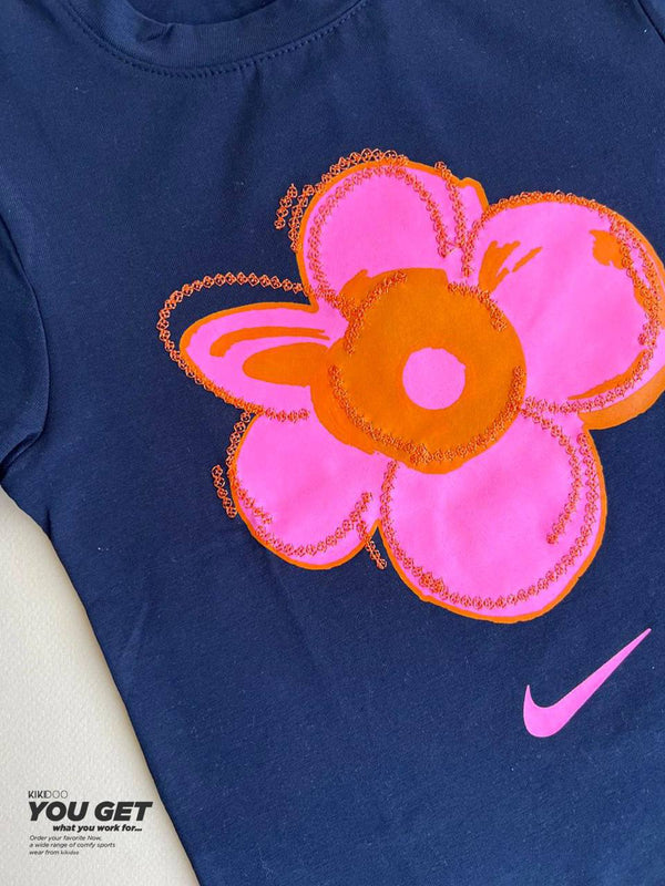 Black Flower T-Shirt & Pink Swirl Pants - Bubbles Kids WearAll
