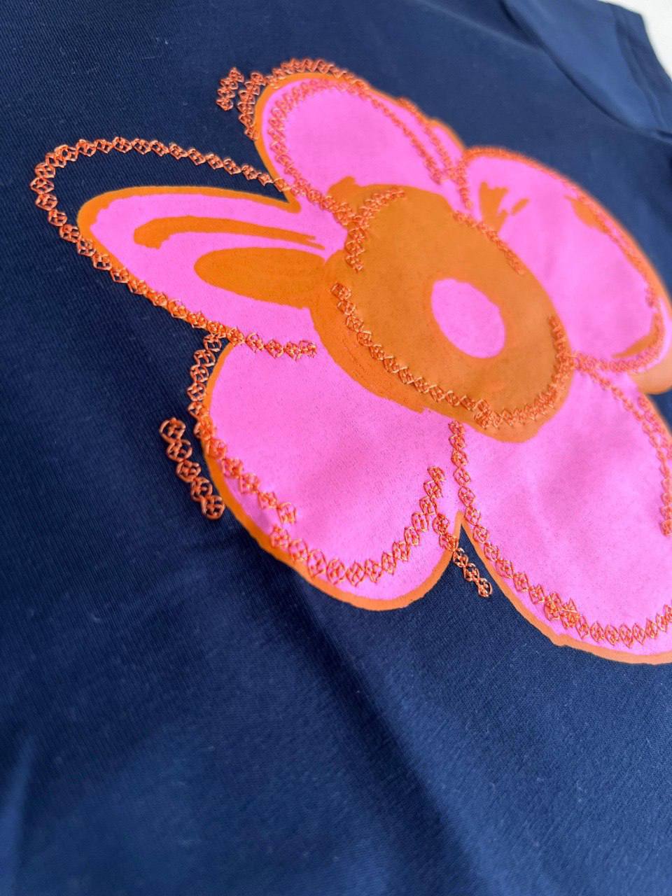 Black Flower T-Shirt & Pink Swirl Pants - Bubbles Kids WearAll