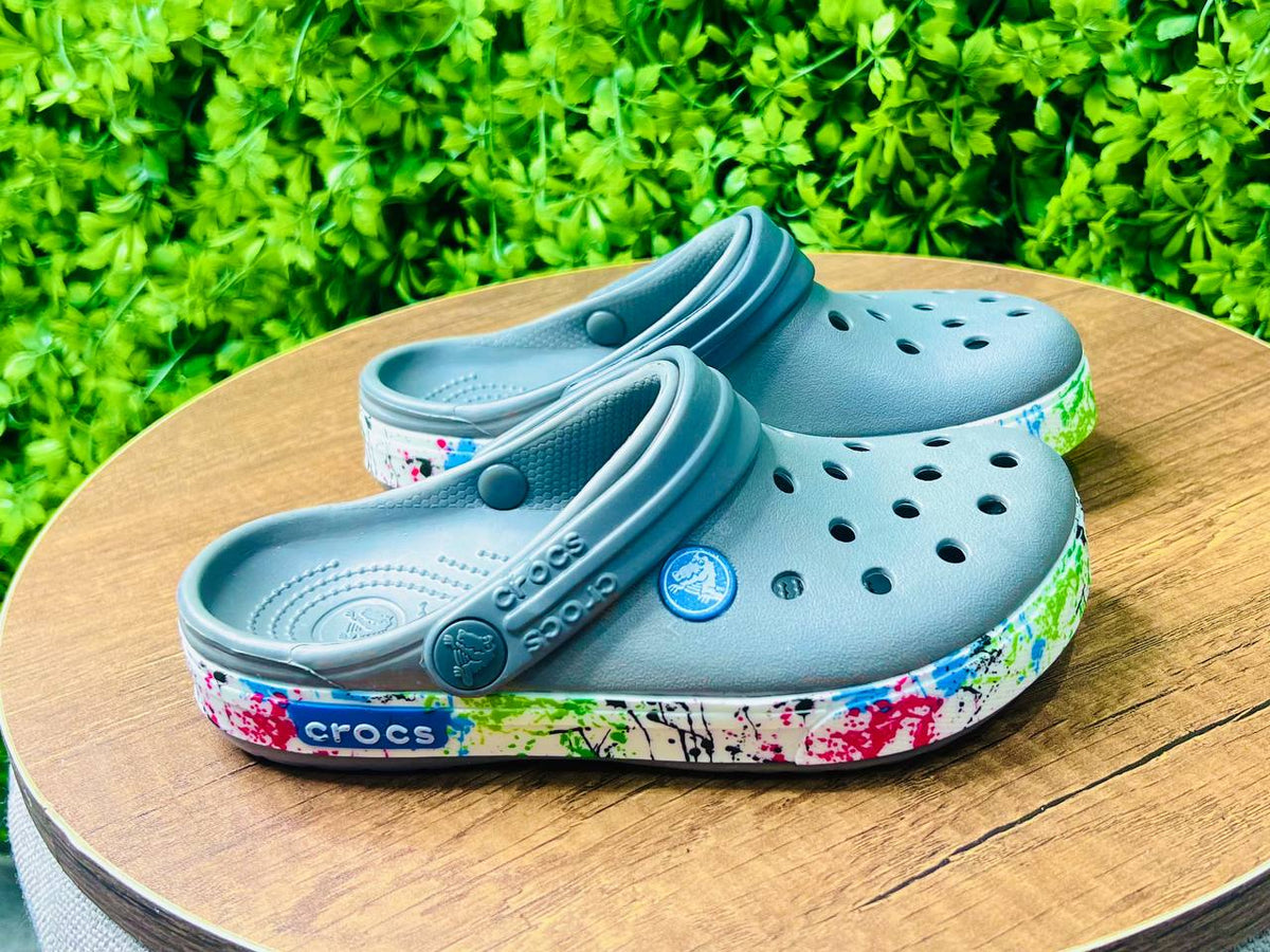 crocs gray X - Bubbles Kids WearAll