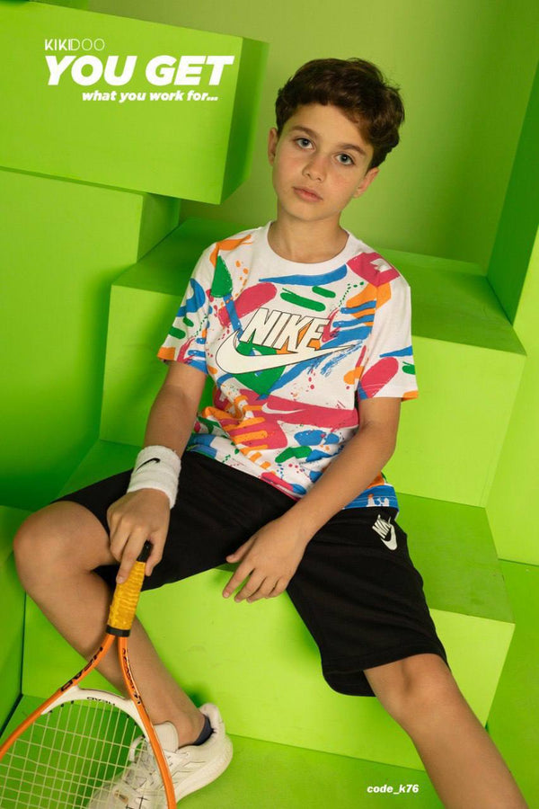 Doodle Dash Tee & Solid Sport Shorts Set - Bubbles Kids WearAll