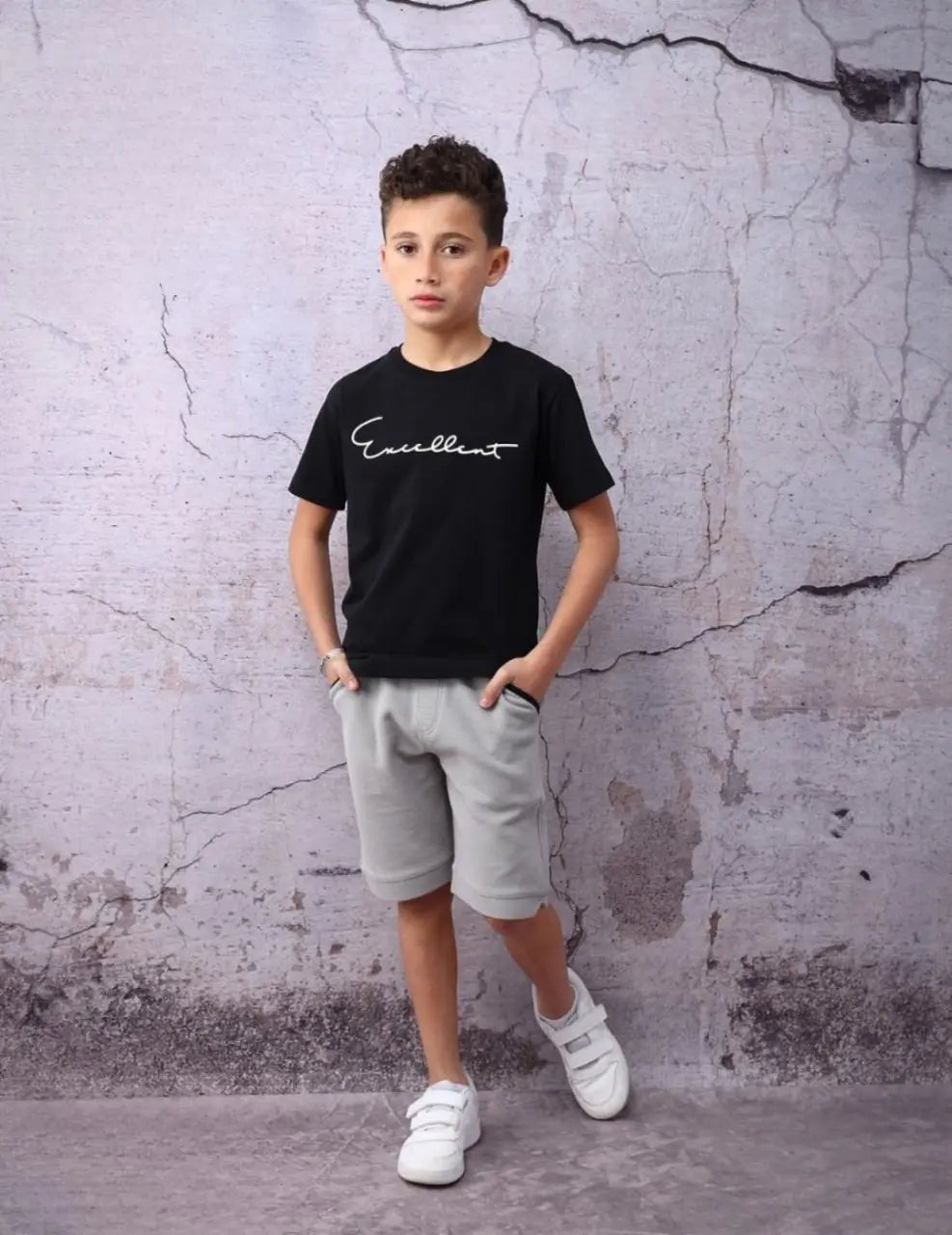Excellent Kid Set – Black × Grey - Bubbles Kids WearAll