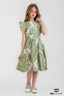 Green and White Floral Midi Dress - Bubbles Kids WearAll