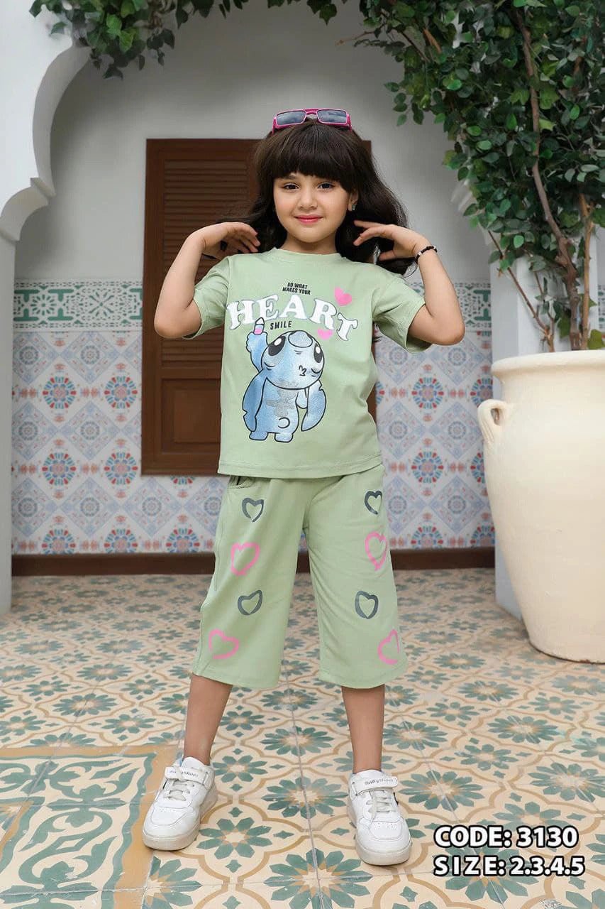 heart pyjama - mint green - Bubbles Kids WearAll