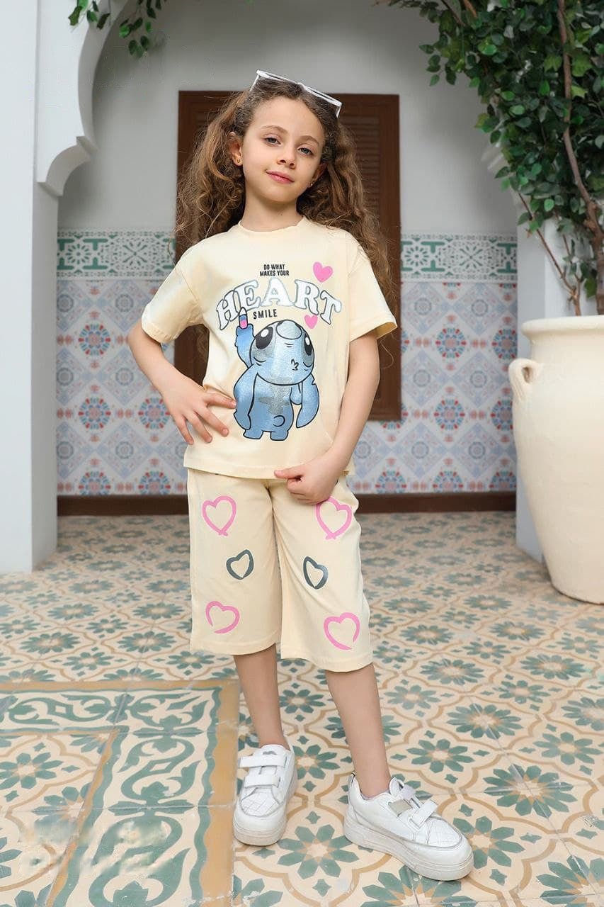 heart pyjama - yellow - Bubbles Kids WearAll Main image