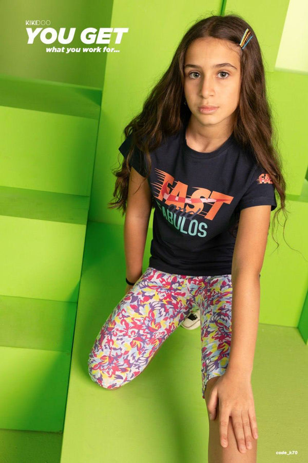 Smile Shine Tee & Patterned Biker Shorts Set - Bubbles Kids WearAll
