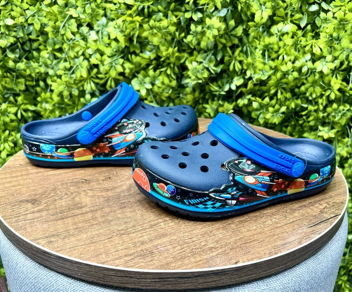 space war crocs - blue - Bubbles Kids WearAll