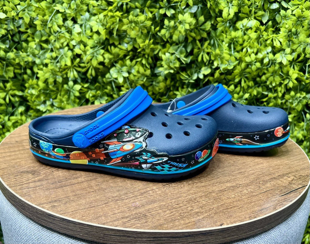 space war crocs - blue - Bubbles Kids WearAll