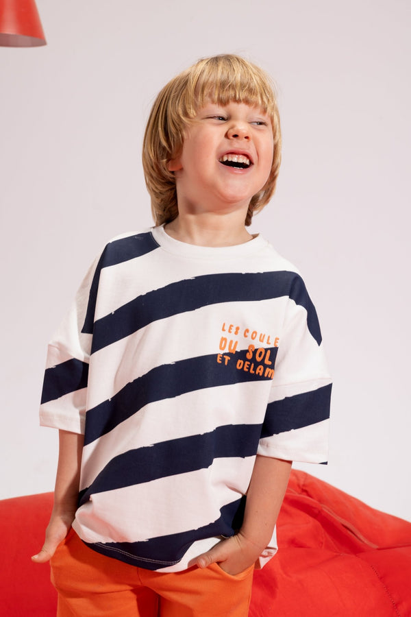 sunstripe tee pyjama - white - Bubbles Kids WearAll