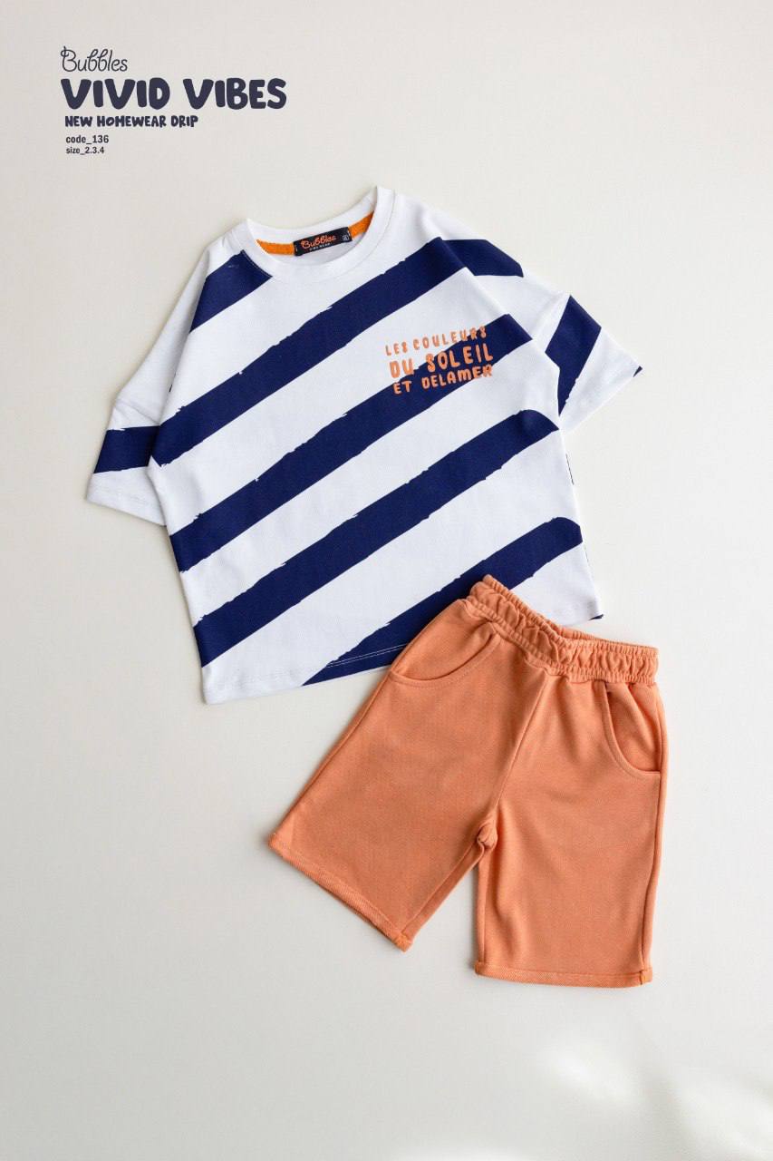 sunstripe tee pyjama - white - Bubbles Kids WearAll