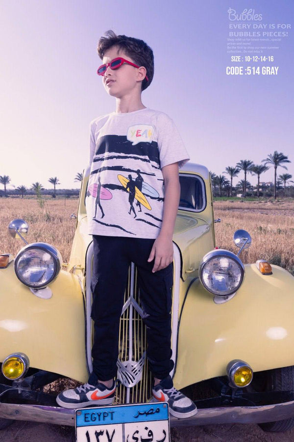 Surf Gray pyjama - Bubbles Kids WearAll