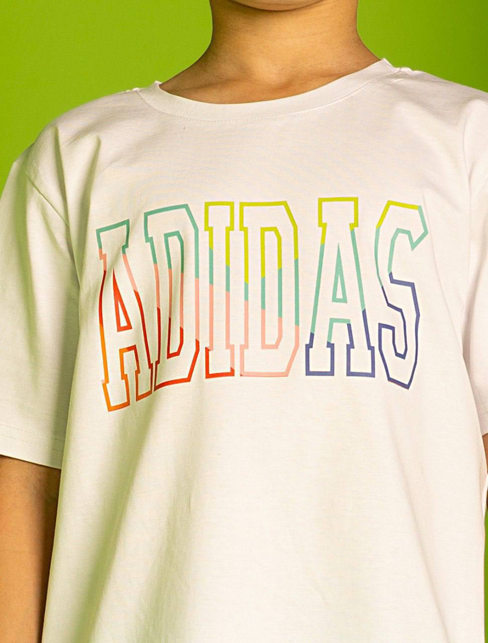 White ADIDAS Rainbow Logo T-Shirt + Light Blue ADIDAS Shorts Secondary image