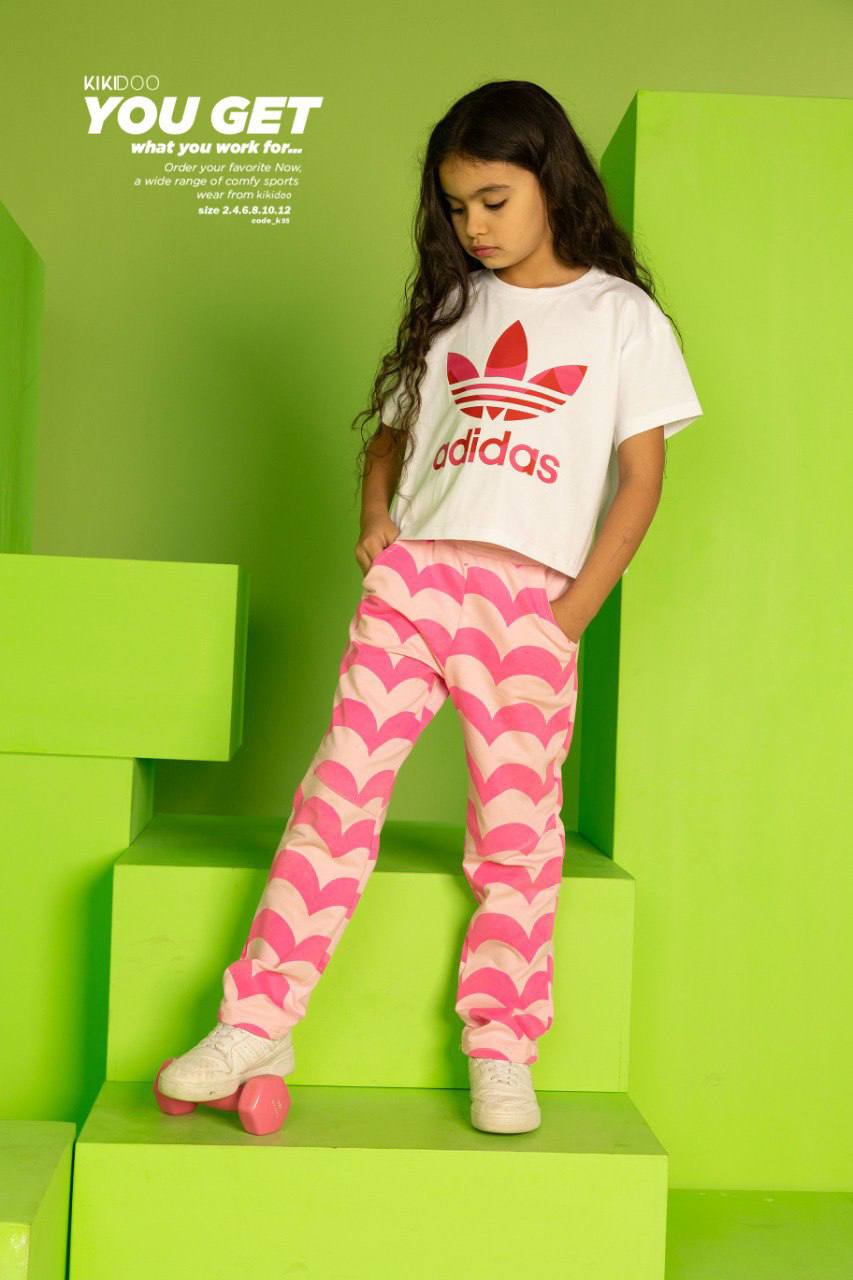 White T-Shirt & Patterned Pink Pants - Bubbles Kids WearAll Main image