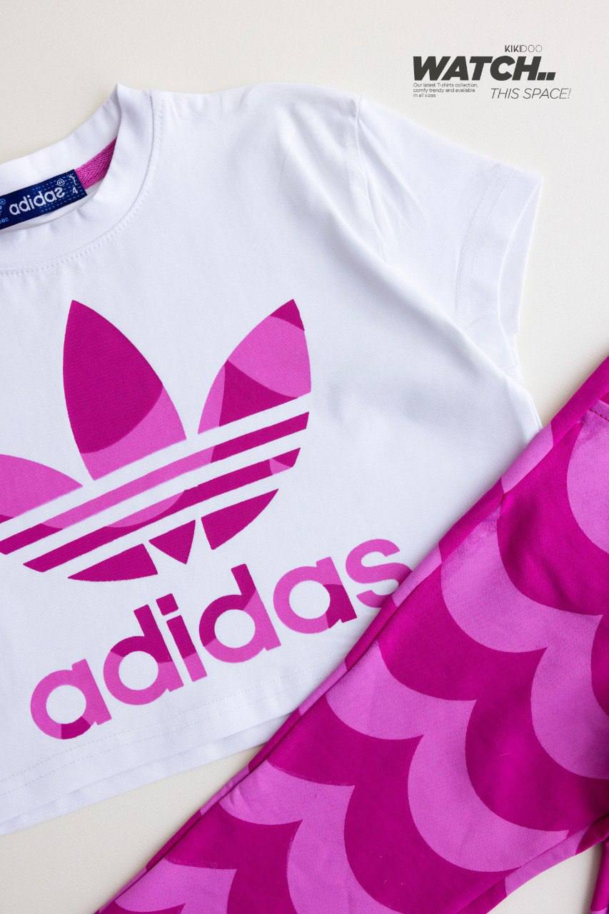 White T-Shirt & Patterned Pink Pants - Bubbles Kids WearAll
