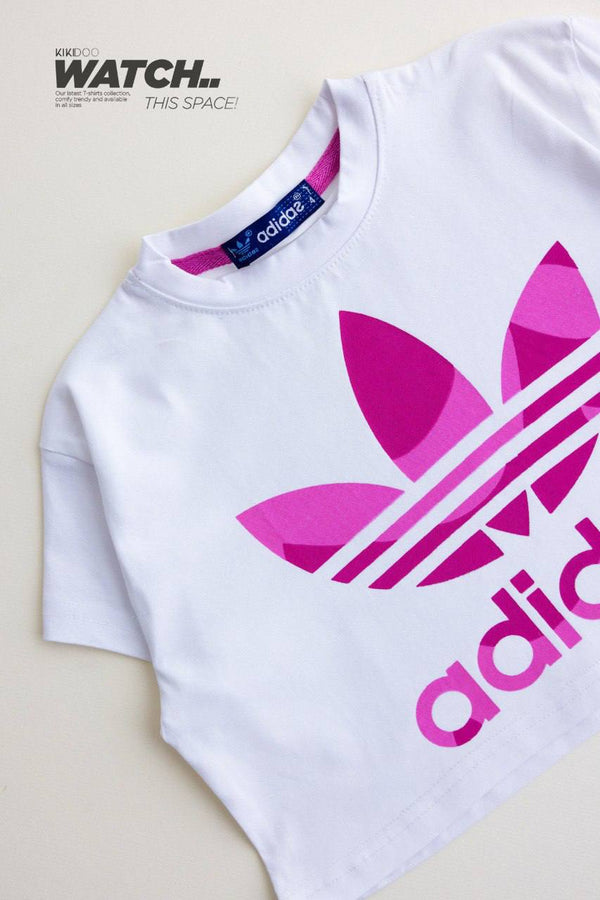 White T-Shirt & Patterned Pink Pants - Bubbles Kids WearAll