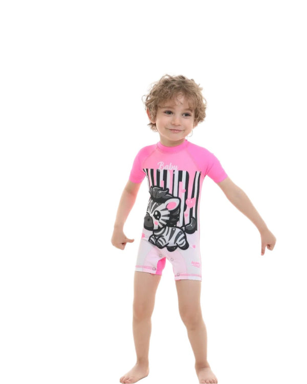 Zebra Fun Swimsuit – Pink Unisex Edition - Bubbles Kids WearSwimsuit